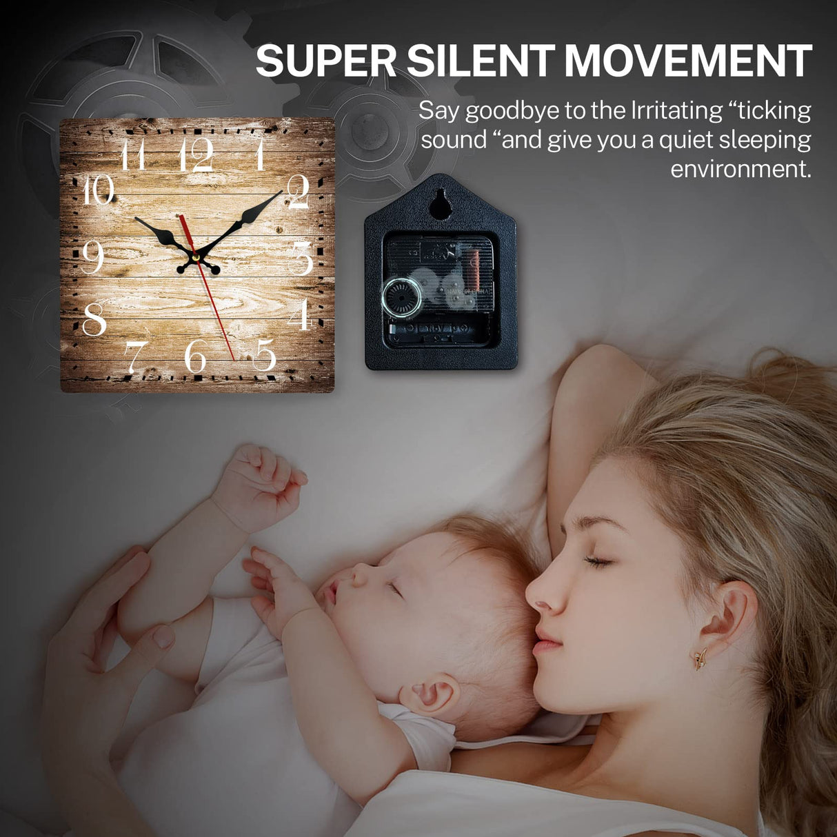 ArtSocket Wooden Wall Clock Silent Non-Ticking, Brown Grain Cracked Ancient Dirty Fence Gray Rustic Coastal Square Wall Clocks Decor for Home Kitchen Living Room Office(12 Inch) ArtSocket