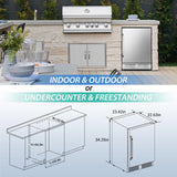 Velivi 24 Inch Beverage Refrigerator Outdoor, Under Counter Beverage Cooler for Patio, Built-in Drink Fridge 210 Cans, with Stainless Steel Door for Soda, Beer, Wine Velivi