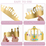 ZYNERY 47 PCS Golden Birthday Crowns with DIY Stickers Kit Paper Crown Party Hats for Kids Classroom School,Prince Princess Birth Decor Gift ZYNERY