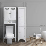 Teamson Home Dawson Wooden 2-Door Bathroom Etagere Over The Toilet Space Saver Cabinet with Interior Adjustable Shelf and Open Shelf, White with Chrome Knobs Teamson Home