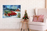 RUIHA Christmas Diamond Painting Kits,Winter Diamond Art Kit for Adults,Red Truck 5D Paint with Diamond Full Drill for Parents-Children Interrction,Wall Decor(12x16) (Snowy Night) RUIHA