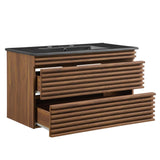 Modway Render 36" Wall-Mount Bathroom Vanity in Walnut Black Modway