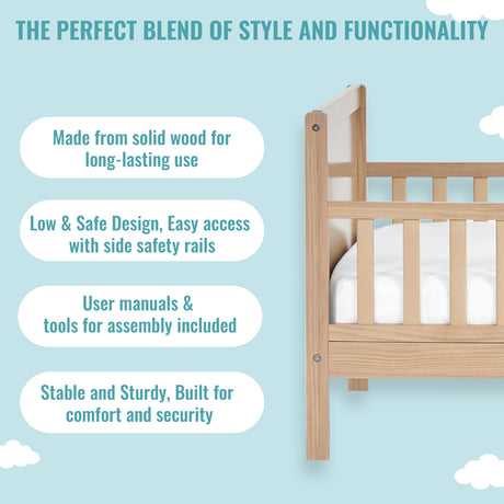 Dream On Me 648-VOAK Brookside Toddler Bed, 53x29x28 Inch (Pack of 1), Vintage White Oak Dream On Me