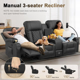 YONISEE 3 Seat Recliner Sofa, Large Reclining Sofa with Storage Console, Manual Reclining Chair with USB Ports, 2 Cell Phone Holder, 3 Seater Loveseat Recliner Couch for Living Room YONISEE