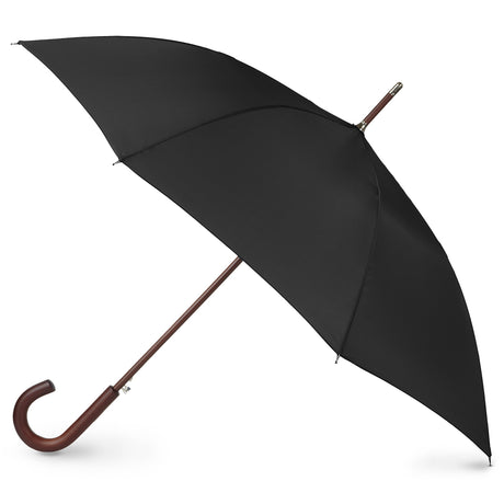 totes Auto Open Wooden Handle J Stick Umbrella, Black totes
