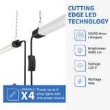 Quarterback 4FT LED Shop Light 40W Strip Work Shop Light Compact Slim with Inline Switch Daylight White 5000K for Garage Workshop Basement Quarterback