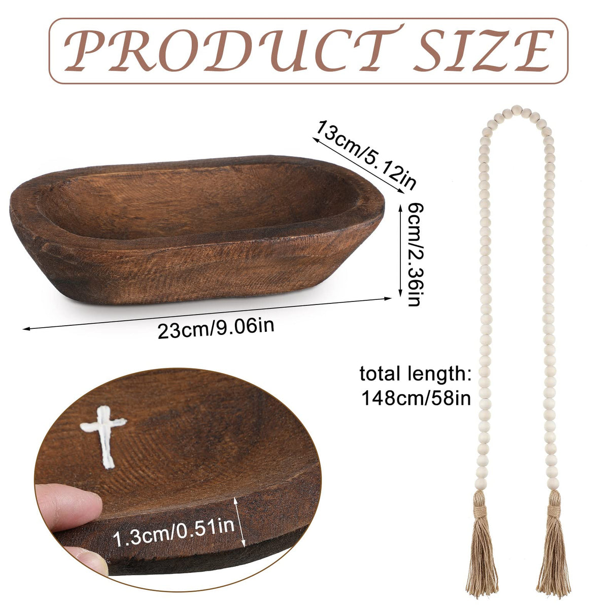 Kathfly Prayer Dough Bowl Wood Decorative Bowl with Cross and Cards Christian Gifts 58 Inch Wooden Rustic Prayer Bread Religious Spiritual Gifts for Blessing Farmhouse Entryway Kathfly