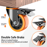 3 inch Casters Wheels, Heavy Duty Casters Set of 4, No Noise Industrial Casters Load 1600lbs with Brake, Swivel Industrial Plate Casters, Wheels for Cart Furniture(2 Hardware Kits & Gloves) LUTUMEI