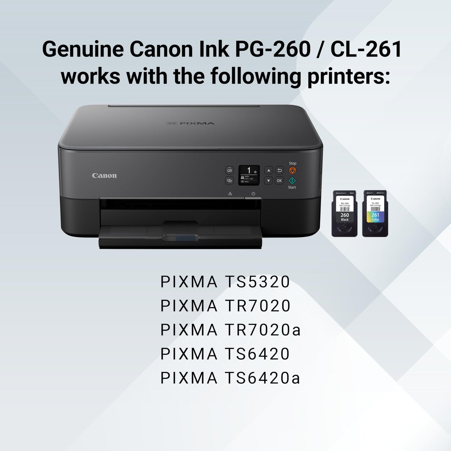 Canon PG-260 / CLI-261 Genuine Ink Value Pack (2 Cartridges), Compatible with TS5320, TR7020