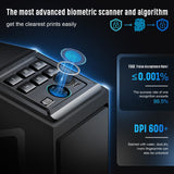 1DOT2 Gun Safe, Biometric Pistol Safe Nightstand, Quick Access Sliding Door Handgun Safes and Gun Lock Box for Home, Car, Truck, Bedside 3-Ways unlock Safe Fingerprint, Digital Key，Interior Lights 1DOT2