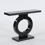 Tribesigns Modern Mirrored Console Table, Glass Sofa Table with Mirror Finish, 43-Inch Entryway Table with O-Shaped Base, Rectangular Accent Foyer Table for Living Room Hallway Entrance (Black) Tribesigns