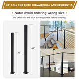 Rayzi 42" 2Pack Cable Railing Post, Stainless Steel Level Line Handrail Post with 100ft 1/8" Stainless Steel Cable and Wire Pliers DIY Kit (No Handrail), Black Rayzi