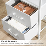 HOOBRO Nightstand with Charging Station, Bedside Table with LED Lights and 2 Fabric Drawers, End Table with 2 AC Outlets and USB Port, Small Night Stand for Bedroom, White WT118UDBZ01 HOOBRO