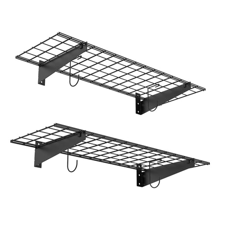 TORACK 2 Pack Garage Wall Shelves, 15" x 45" Wall Mounted Wire Shelves for Garage Heavy Duty Wall Shelving(Pack of 2, Black) TORACK
