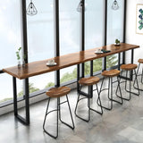 AUQMTAIN Farmhouse Bar Table, Live Edge Solid Wood Bar Height Pub Table, Industrial Rectangular High Top Kitchen & Dining Tables with Sturdy Metal Legs-Table Only (39.3" L x 17.7" W x 41.3" H) AUQMTAIN