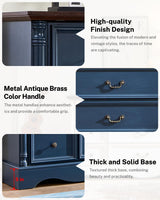 6 Drawers Dresser, Farmhouse Chest of Drawers with Charging Station, Refined Blue Finish Design, Modern Storage Dressers Organizer TV Stand for Bedroom, Living Room, Hallway, Indigo Blue LegacyAmerhome