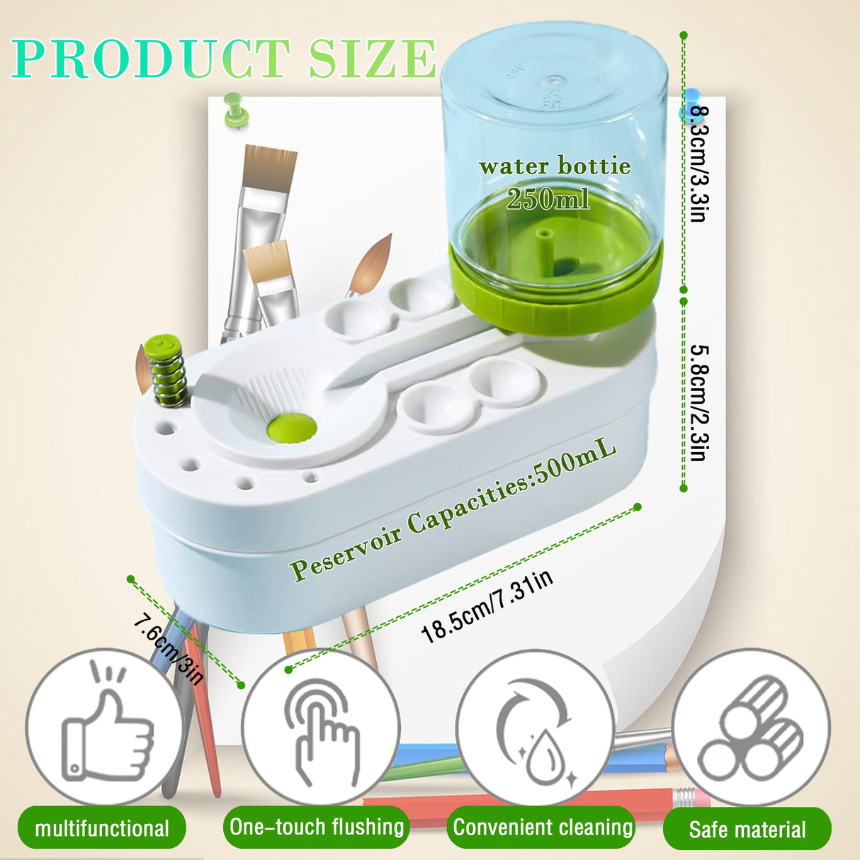 Hynhsun 2025 Upgraded Paint Brush Cleaner Rinse Cup Water Circulation,Watercolor/Oil and Water-Based Paint Brush Cleaner Tool,Gift for Artist Kids Adults and Girls, Pre-Assembled (Green) Hynhsun