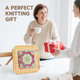 Crochet Blocking Board with Tulips Pattern, 22 Pins/Pegs, Blocking Board for Crocheting Knitting, Bamboo Granny Square Blocking Boards for Crochet Projects, Crocheting Accessories Gifts FEIYAUMI