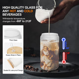 MOVNO 12 Pack Sublimation Cups - 16oz Frosted Glass Cups with Bamboo Lids and Straws Sublimation Glass Blanks Beer Can Shaped Cups Sublimation Glass Tumblers for Iced Coffee Juice Soda Drinks MOVNO