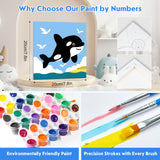 4 Pack Paint by Number for Kids with Wooden Frame, Cartoon Owl, Whale Paint by Numbers for Kids Ages 8-12, Baby Dinosaur, Monkey, DIY Acrylic Oil Painting for Beginners for Home Wall Decor 8X8 inch NEWENMO