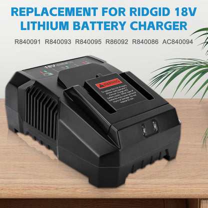 1 Pack 18V R86092 Fast Lithium Replacement Battery Charger R86092 Compatible with Ridgid 18 Volt Battery R840083 R840085 R840086 R840087 AC840085 AC840086 AC840087P AC840089 Cordless Power To - WoodArtSupply