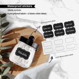 Farmhouse Decor Apothecary Jar Set,Mason Jar Bathroom Vanity Storage Organizer Canister - Qtip Holder Plastic Acrylic Jar for Cotton Swabs,Cotton Pads,Floss Picks,Paper Clips,Hair Clips(6 Pack,Black) SheeChung