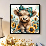 Diamond Art Painting Kits for Adults, Cow 5D Diamond Painting Dots Art Kits for Adults Beginner, DIY Highland Cow Full Round Gem Crystal Art Paint by Diamond, Home Wall Decor 12 x 12 in BYGFHLYW