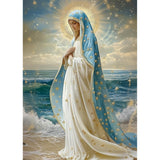Lxmsja Our Lady of The Starry Sea Diamond Art Kits for Adults, Ocean Diamond Painting Kits for Beginners, 5D DIY Full Drill Gem Art Crafts for Adults, Home Wall Decor 12x16 inch Lxmsja