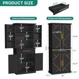 DWVO 72" Kitchen Pantry Storage Cabinet, Tall Modern Food Buffet Cabinets with Drawer & Adjustable Shelves & Door Rack, Freestanding Wood Storage Cupboard for Dining Room, Living Room, Bathroom, Black DWVO