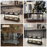 Funsoba Propagation Stations with Rustic Wood Metal Stand, Glass Vase Set with Wicker Basket Holder, 3 Bottles, Rustic Farmhouse Decor, Home and Office Table Decor (Set of 3 Bottles) FUNSOBA