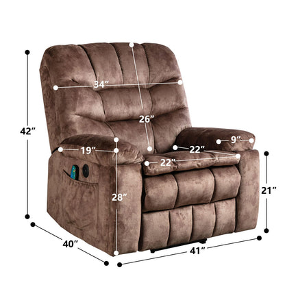 Phoenix Home Large Power Lift Recliner with Massage and Heat for Elderly, Heavy Duty & Safety Motion Reclining Mechanism, Electric Wider Chair with USB Port, 2 Hidden Cup Holders, Caramel Brown