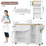 FINETONES Kitchen Island with Storage, Rolling Kitchen Island on Wheels with Wood Drop Leaf Countertop, Island Table Bar Cart with Spice Towel Rack Portable Kitchen Table Kitchen Carts on Wheels FINETONES