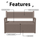 ROJIK 80 Gallon Storage Bench Deck Box Outdoor with Armrests,Storage Furniture Waterproof Lockable for Porch Patio and Garden (Grey) ROJIK