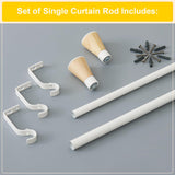 NICETOWN Curtain Rod with Wooden Taper Ends for Windows, 3/4 Inch Diameter 48-86 inches Long Drapery Window Curtain Rod Set, Modern Drapery Treatment Window Curtain Rod with Adjustable Design, White NICETOWN