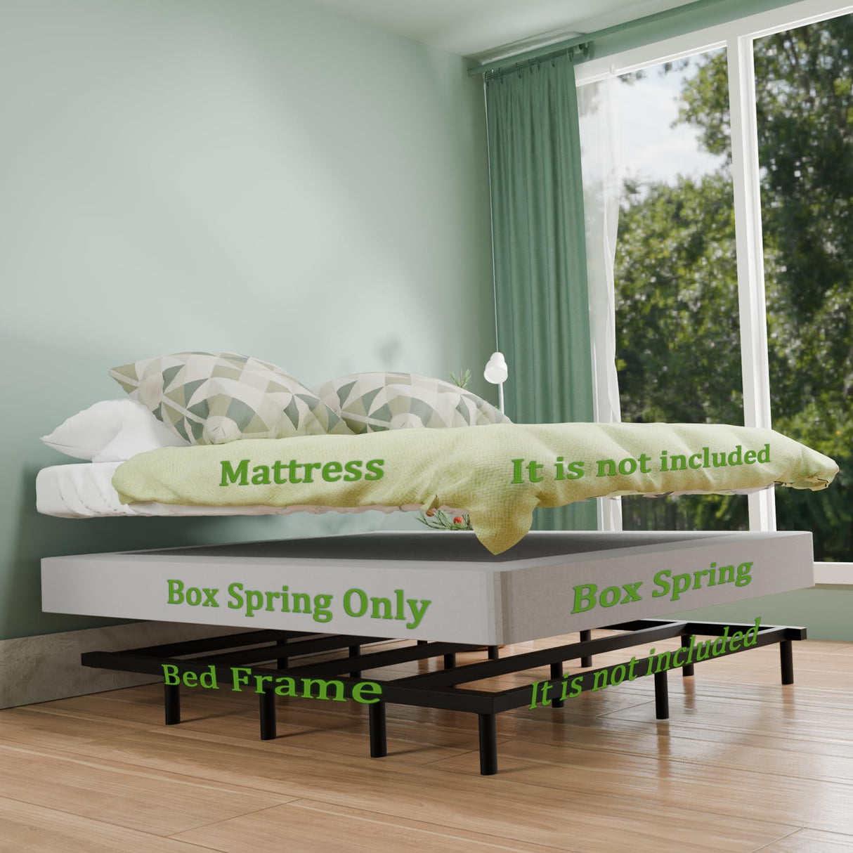 FMDMR King Box Spring 4 Inch, Low Profile King Size Box Spring Only, Heavy Duty Mattress Foundation Metal Bed Base with Fabric Cover, Easy Assembly, Non-Slip, Noise Free FMDMR