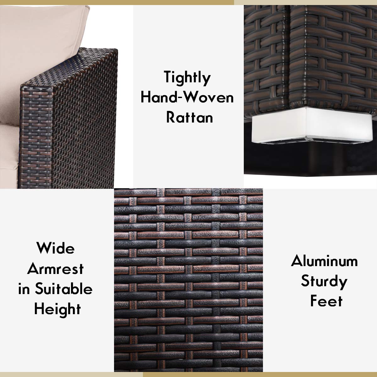 Tangkula Wicker Loveseat 2 Piece, Patio Furniture Couch with Removable Cushions, Rattan Loveseat Sofa for Balcony, Deck, Garden and Poolside Tangkula