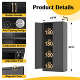 SteeLoong Metal Kitchen Storage Cabinets,60”Pantry Cabinet with Doors and 4 Adjustable Shelves,Tall Black Cabinet for Pantry, Laundry Room,Living Room,Dinning Room SteeLoong