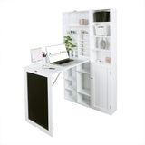Utopia Alley Collapsible Fold Down Desk Table | Computer Desk with Large Storage Cabinet & Bottom Shelves, Stylish Furniture for Home Office, Crafting, and More (White) Utopia Alley