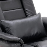 MCombo Swivel Recliner with Ottoman Chair, TV Chair Sets with Vibration Massage, for Small Space Living Room Bedroom 9096 9099 (Textile, Black) MCombo