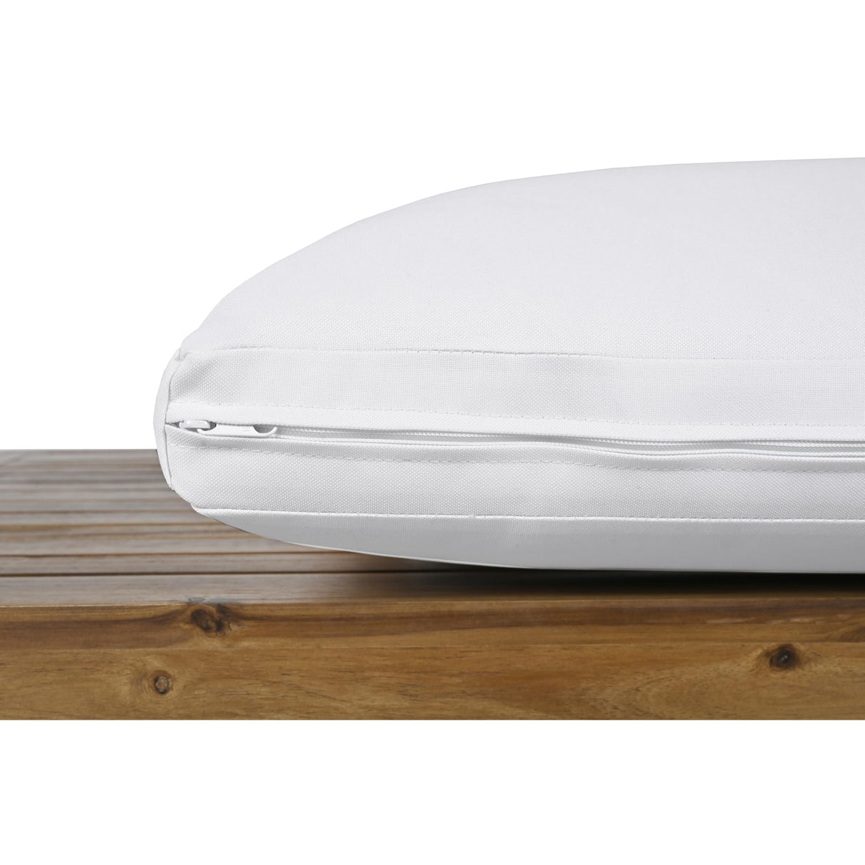 Christopher Knight Home Wicos Modern Acacia Wood Outdoor Sofa with Cushion, Wood Patio Sofa Chair Armless Design, Garden Backyard Outdoor Lounge Sofa Couch with Water-Resistant Cushion, Teak+White Christopher Knight Home