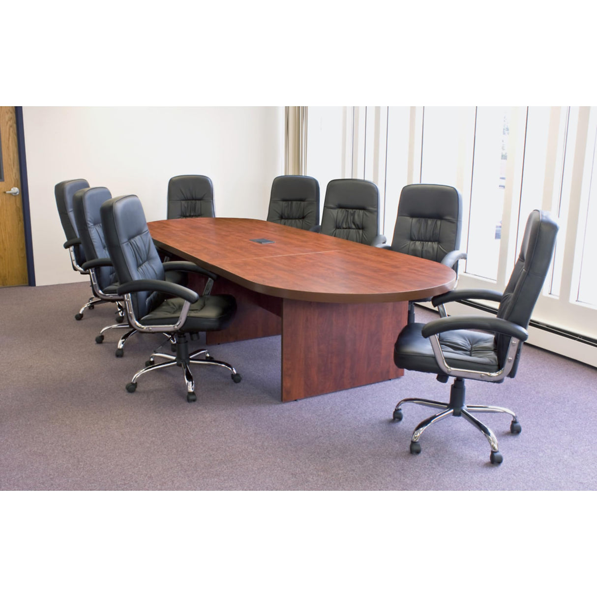 Regency Legacy 14 ft Racetrack Laminate Conference Table with 1 Charging Port, Durable Construction, Scratch-Resistant Surface, and Modern Design for Professional Office Workspaces - Cherry Regency