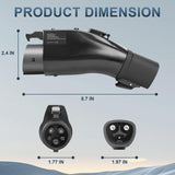 EV Adapter for Tesla to J1772, Up to 60Amp 250V Tesla Charger Adapter for All J1772 EVs, Compatible with IP65 Tesla High-Power Connectors, Destination and Mobile Chargers, Safety Lock KTOEBYCO