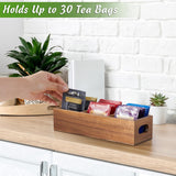 DRASTAR Tea Bag Organizer, Acacia Tea Bag Holder, Tea Storage Containers with 3 Slots, Wooden Tea Storage Accessories, Mini Tea Bag Caddy Box for Countertop DRASTAR