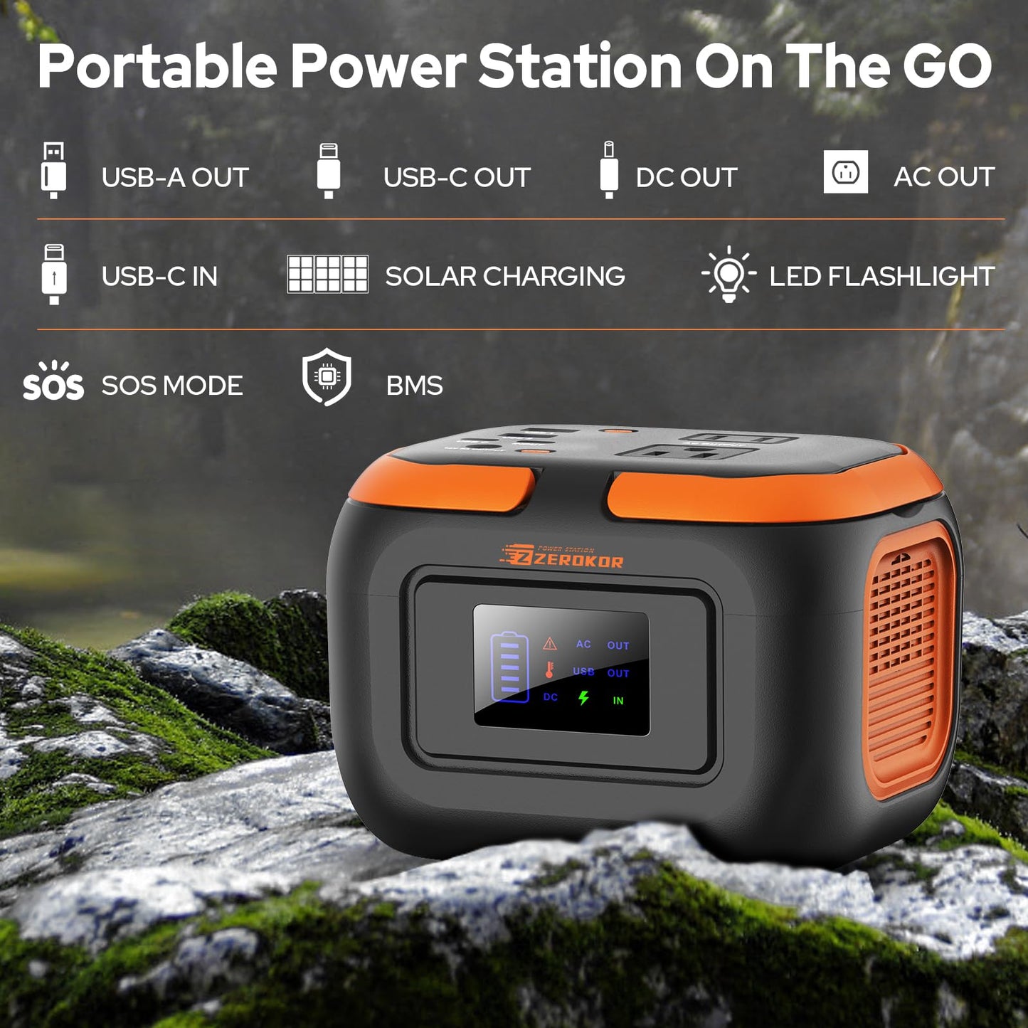 Portable Power Station 120W, 110V Power Bank with AC Outlet, Portable Generator 97.6Wh External Lithium Battery Pack with USB C Input for Camping Home Use Van Life Adventure - WoodArtSupply