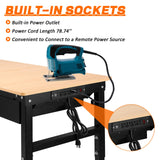 60'' Adjustable Workbench with Drawers,2000 Lbs Capacity Heavy Duty Work Benches for Garage,Wood Work Bench with Power Outlet,Work Tables for Shop Office Home Commercial FORJAMINT
