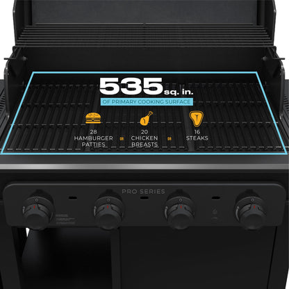 Char-Broil® Pro Series™ with Amplifire™ Infrared Technology 4-Burner Propane Gas Grill Cabinet with Side Burner, Black - 463281024