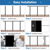 Gyykzz 4 Pack Cable Railing Post 36Inch, Level Drilled Railing Post with Flat Design Silicon Rings, Stainless Steel Horizontal Hole Deck Wire Railing Posts, Black Flat Top Metal Post (No Handrail) Gyykzz