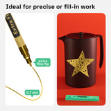 ARTISTRO 2 Acrylic Paint Pens for Rock Painting Ceramic Wood Glass Tire Plastic, Fabric Marker Paint Markers Ideal for Labeling DIY Crafts Art Projects, 0.7mm Extra Fine Tip, Gold ARTISTRO