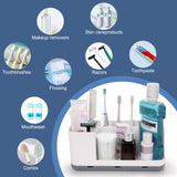 QIYVLOS Bathroom Organizers and Storage, 8 Slots Detachable Toothbrush Holders for Bathrooms, Anti-Slip Bathroom Countertop Organizer with Drainage Hole Vanity Storage (White) QIYVLOS