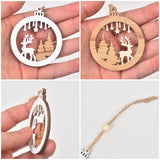 Ovootok Wooden Christmas Tree Ornaments, 27PCs 3D Hanging Christmas Decorations, Rustic Farmhouse & Winter Wonderland Ornaments for Christmas Tree Xmas Party, Santa Claus Snowman Snowflake (White) Ovootok